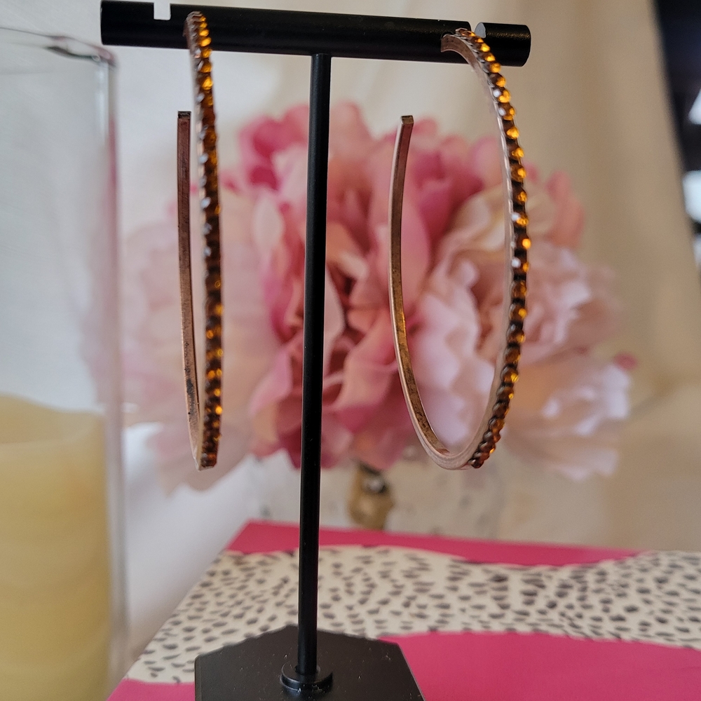 5/$25💎 Amber Crystal Hoop Earrings